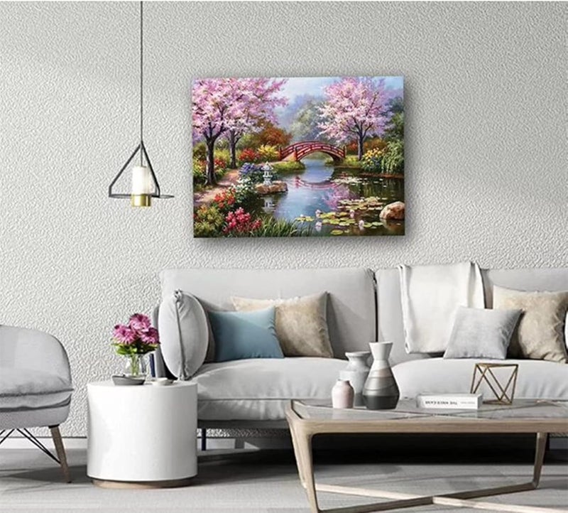 TRENDBIT 5D Diamond Painting by Number Kits Full Drill Cross Stitch Crystal Rhinestone Embroidery Paint with Diamonds Home Wall Decoration Gifts Arts and Crafts Bridge16X12In - Image 2