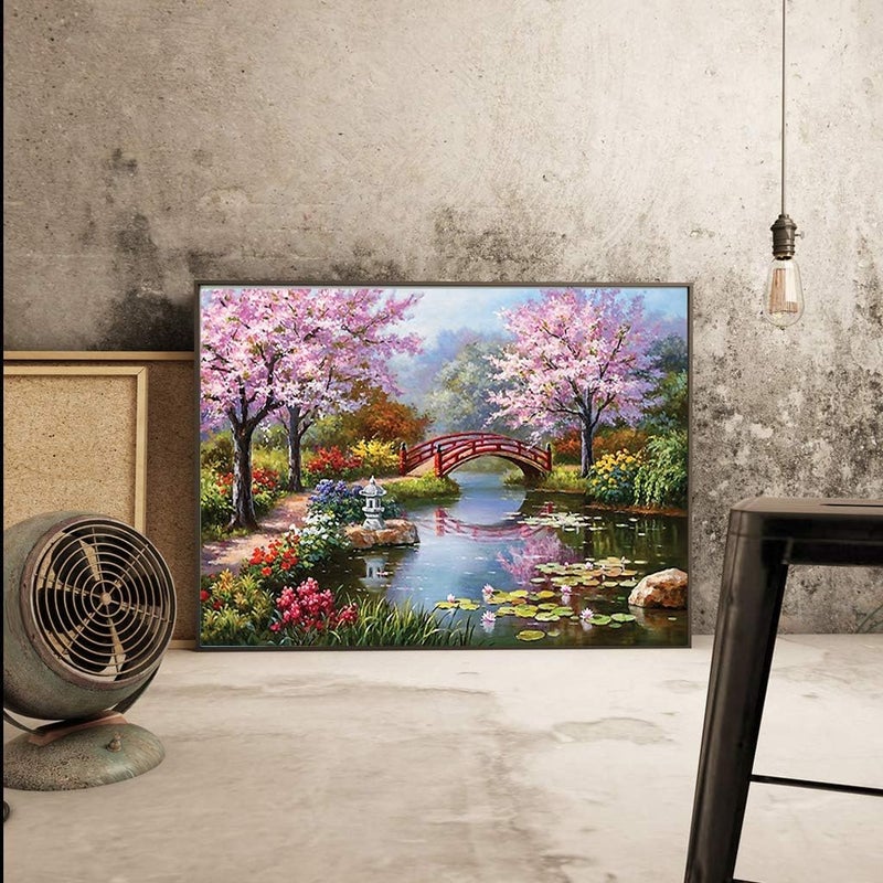 TRENDBIT 5D Diamond Painting by Number Kits Full Drill Cross Stitch Crystal Rhinestone Embroidery Paint with Diamonds Home Wall Decoration Gifts Arts and Crafts Bridge16X12In - Image 3