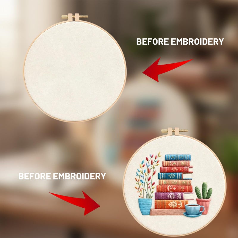 CZFSWT Embroidery Kit, Mini Embroidery Kit, Cross Stitch Kit with Instructions, 20cm Bamboo Embroidery Hoop Suitable for Handicraft Enthusiasts, DIY Gifts and Home Decor - Image 4