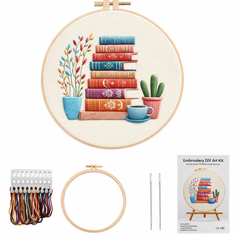 CZFSWT Embroidery Kit, Mini Embroidery Kit, Cross Stitch Kit with Instructions, 20cm Bamboo Embroidery Hoop Suitable for Handicraft Enthusiasts, DIY Gifts and Home Decor - Image 1