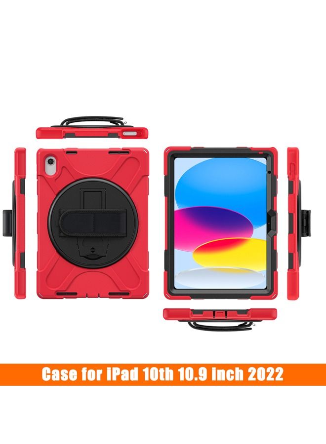 Rock Pow IPad 10th Generation Case 2022 Upgraded Military Grade Heavy Duty Silicone Protector iPad 10th Gen 10.9 inch 2022 Cover Pencil Holder Rotating Stand Handle Shoulder Strap - Image 2