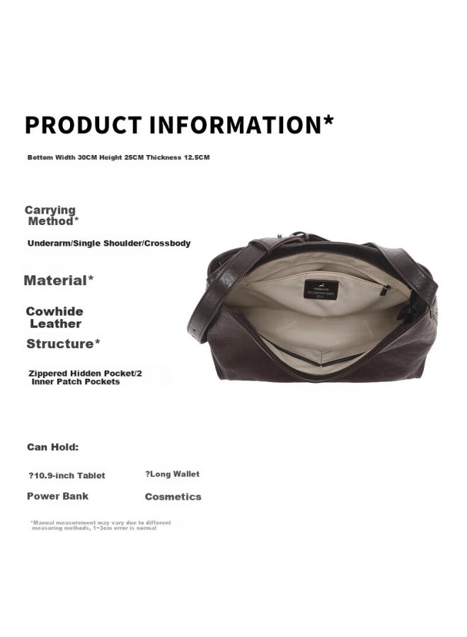 Mood New Large Capacity Vegetable Tanned First Layer Cowhide Underarm Hobo Tote Shoulder Crossbody Bag - Image 4