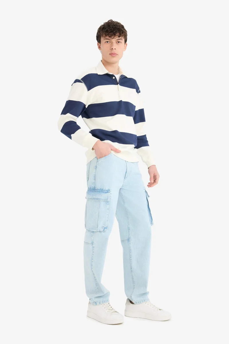 ديفاكتو Relax Fit Polo Neck Thick Sweatshirt Fabric Sweatshirt