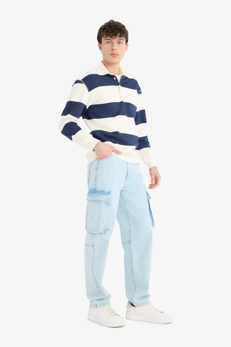 DeFacto Relax Fit Polo Neck Thick Sweatshirt Fabric Sweatshirt