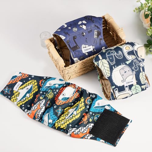VUNCESSIN Washable Male Dog Diapers Reusable, Premium Dog Belly Bands for Male Dogs Medium, Pack of 3, High Absorbing Male Dog Pee Wraps for Doggie in Incontinence or Excitable Urination and Training(M) - Image 2