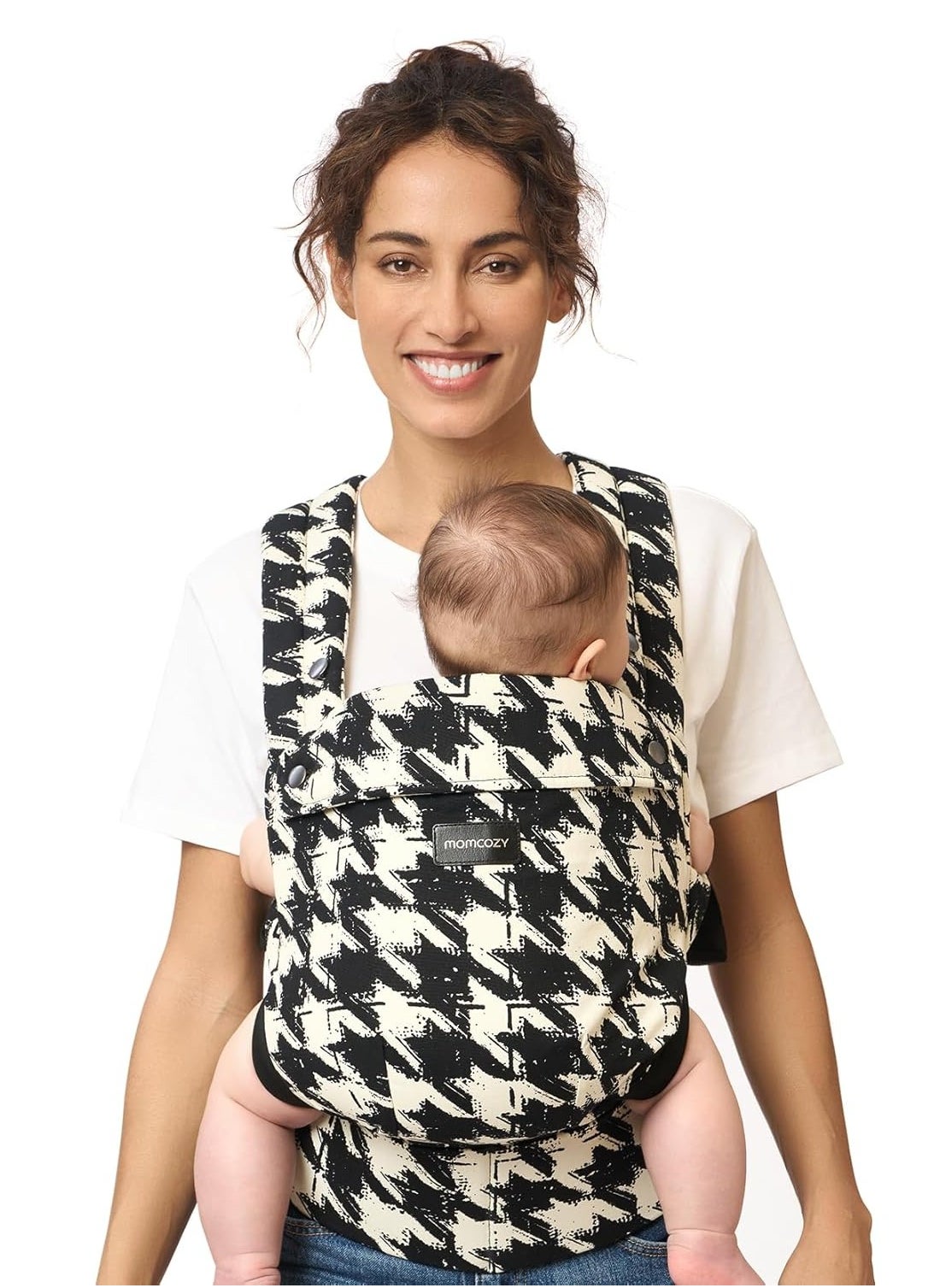 Momcozy Baby Carrier - Ergonomic, Cozy and Lightweight Carrier for 7-44lbs, Effortless to Put On, Ideal for Hands-Free Parenting, Enhanced Lumbar Support, Purehug for Infant to Toddler, Houndstooth 