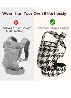 Momcozy Baby Carrier - Ergonomic, Cozy and Lightweight Carrier for 7-44lbs, Effortless to Put On, Ideal for Hands-Free Parenting, Enhanced Lumbar Support, Purehug for Infant to Toddler, Houndstooth  - Image 4