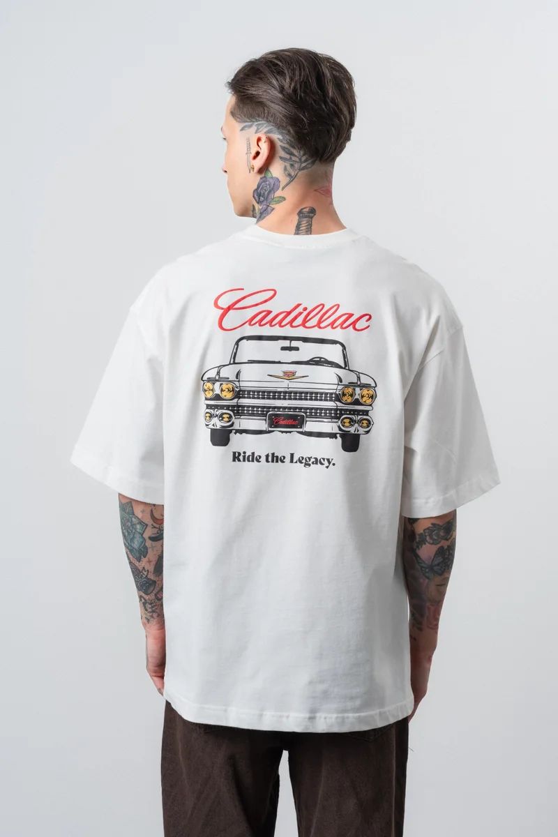 Respire Men's Cadillac Print Oversize T-Shirt, Ecru