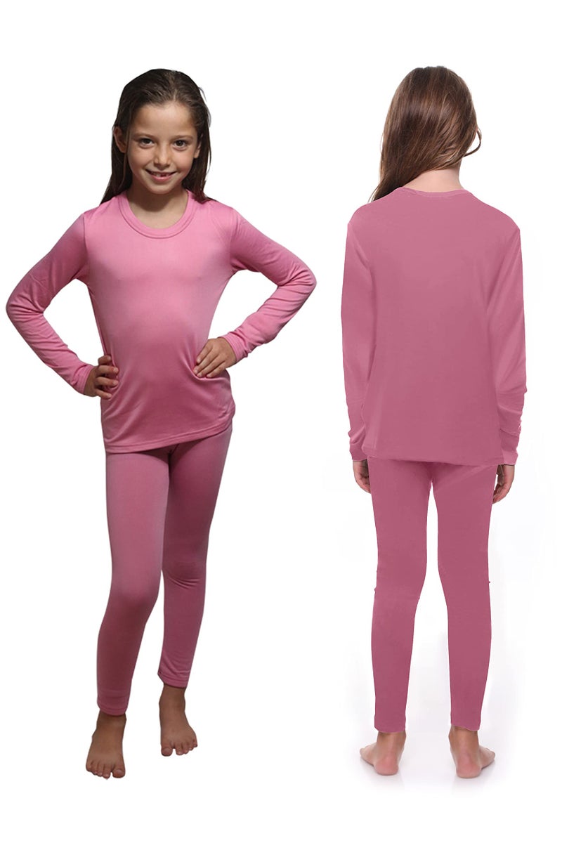 Ultra Dry Thermal Underwear for kids Long Johns for kids fleece lined leggings and shirt girls clothes thermal underwear girls long sleeve shirts girl underwear thermal leggings underwear set Pink