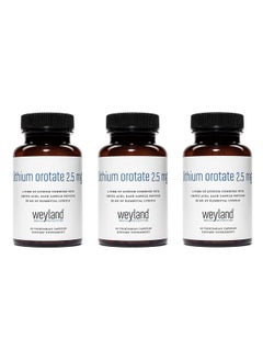 Weyland Brain Nutrition Lithium Orotate 2.5mg (3 Bottle), 180 Vegetarian Capsules, Lithium Supplement Supports Healthy Mood, Behavior, Memory and Wellness  - Image 1