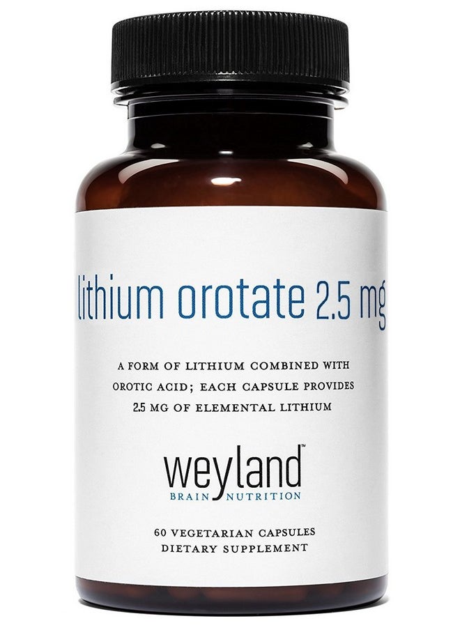 Weyland Brain Nutrition - Lithium Orotate 2.5mg (3 Bottle), 180 Vegetarian Capsules, Lithium Supplement Supports Healthy Mood, Behavior, Memory and Wellness - Image 1