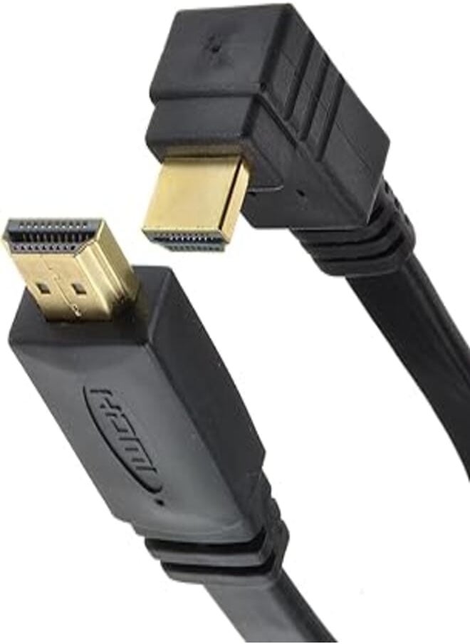 Generic Cable HDMI Right Angle Lead High Speed Angled 90-degree Flat Full HD 1080p for TV, PC Monitor, Box, PS4/5 Cable HDTV Gold Plated (1 metres) 