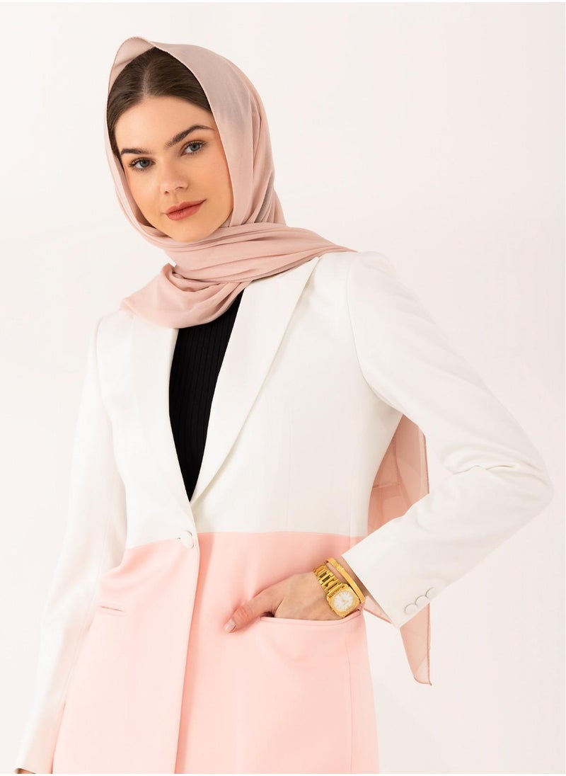 IZEL - La Vie en Rose Dual-Tone Pink and White Two Piece Suit Set With pants - Image 1