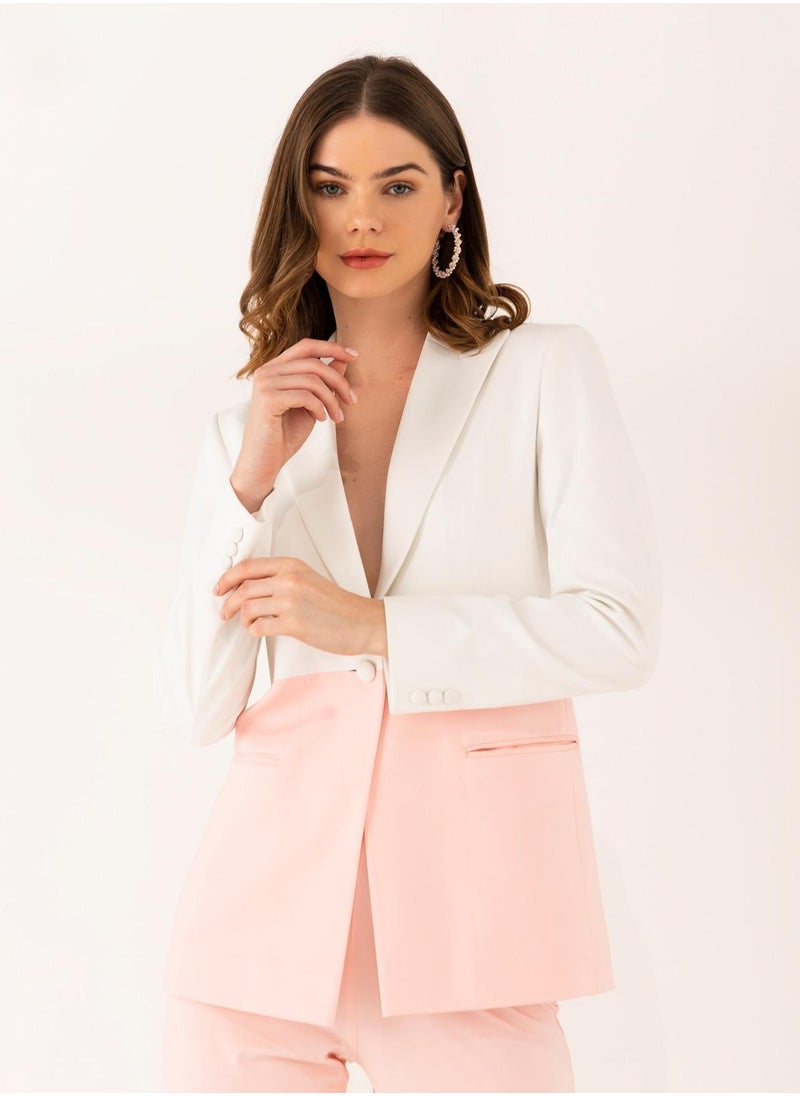 IZEL - La Vie en Rose Dual-Tone Pink and White Two Piece Suit Set With pants - Image 1