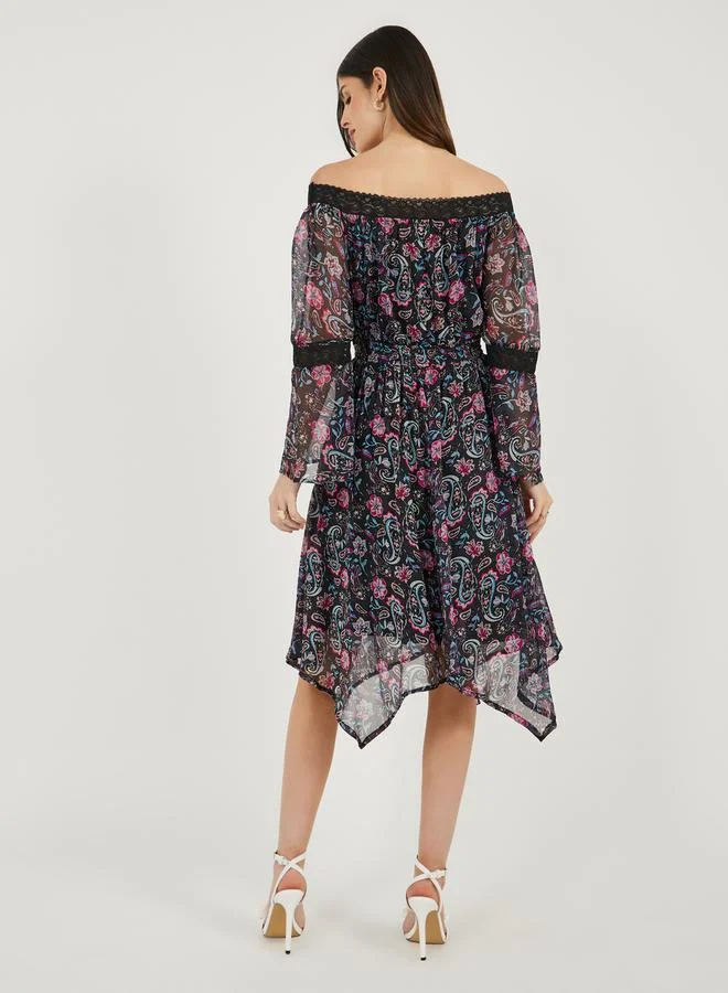 Styli Floral Off-Shoulder Dress