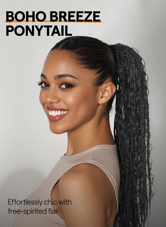 GORGIUS 26 Inch Box Braided Ponytail Extension Drawstring Synthetic Pony Tail Hair Pieces for Women - Image 2