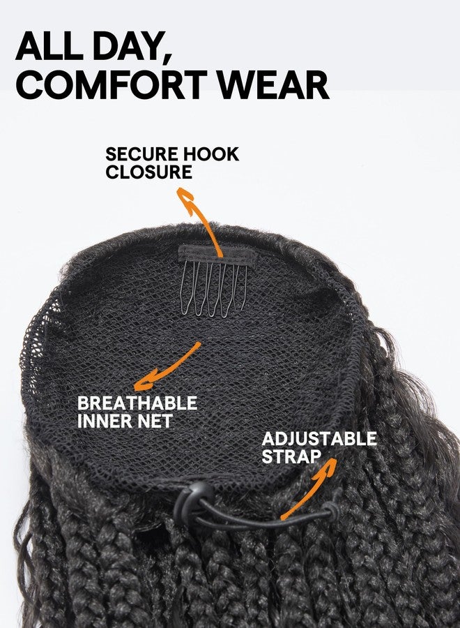 GORGIUS 26 Inch Box Braided Ponytail Extension Drawstring Synthetic Pony Tail Hair Pieces for Women - Image 3