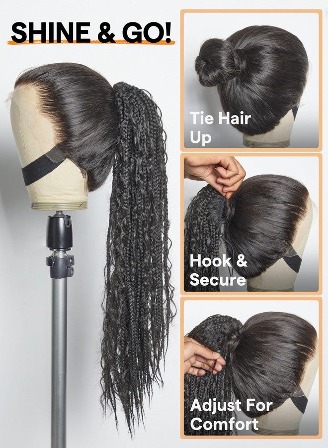 GORGIUS 26 Inch Box Braided Ponytail Extension Drawstring Synthetic Pony Tail Hair Pieces for Women - Image 5