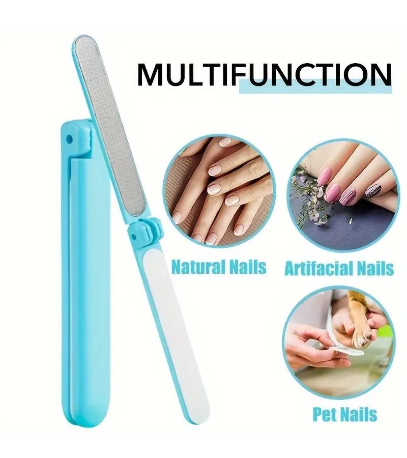 Blue Double Sided Folding Nail File 4.06 Inch for Shaping Buffing and Manicure - Image 1