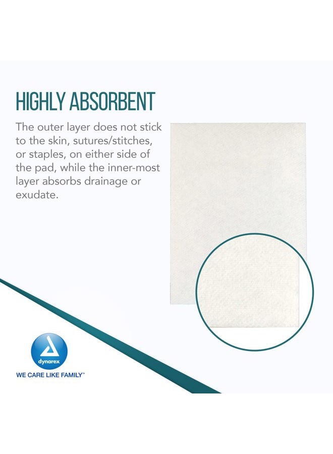 Dynarex Non-Adherent Pads-Sterile, Individually Packaged, Non-Stick Wound and Burn Care, Soft & Highly Absorbent, 3” x 4”, 1 Box of 100 Non-Adherent Pads-Sterile - Image 3