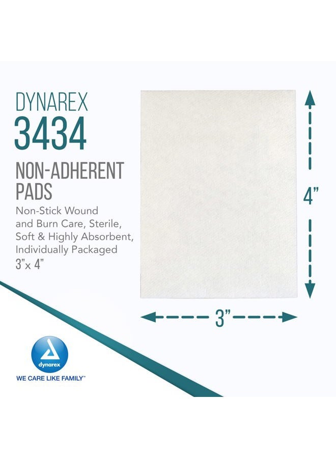 Dynarex Non-Adherent Pads-Sterile, Individually Packaged, Non-Stick Wound and Burn Care, Soft & Highly Absorbent, 3” x 4”, 1 Box of 100 Non-Adherent Pads-Sterile - Image 2