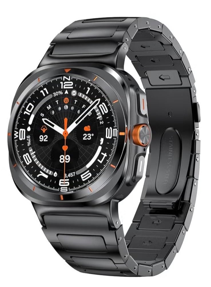 ELTRAZONE Premium Stainless Steel Band for Samsung Galaxy Watch Ultra 47mm (2024) – No-Gap Business Metal Replacement Strap, Adjustable and Durable Wristband for Galaxy Watch 7 Ultra 47mm, Sleek, Elegant, and Comfortable Design for Men – Black - Image 1