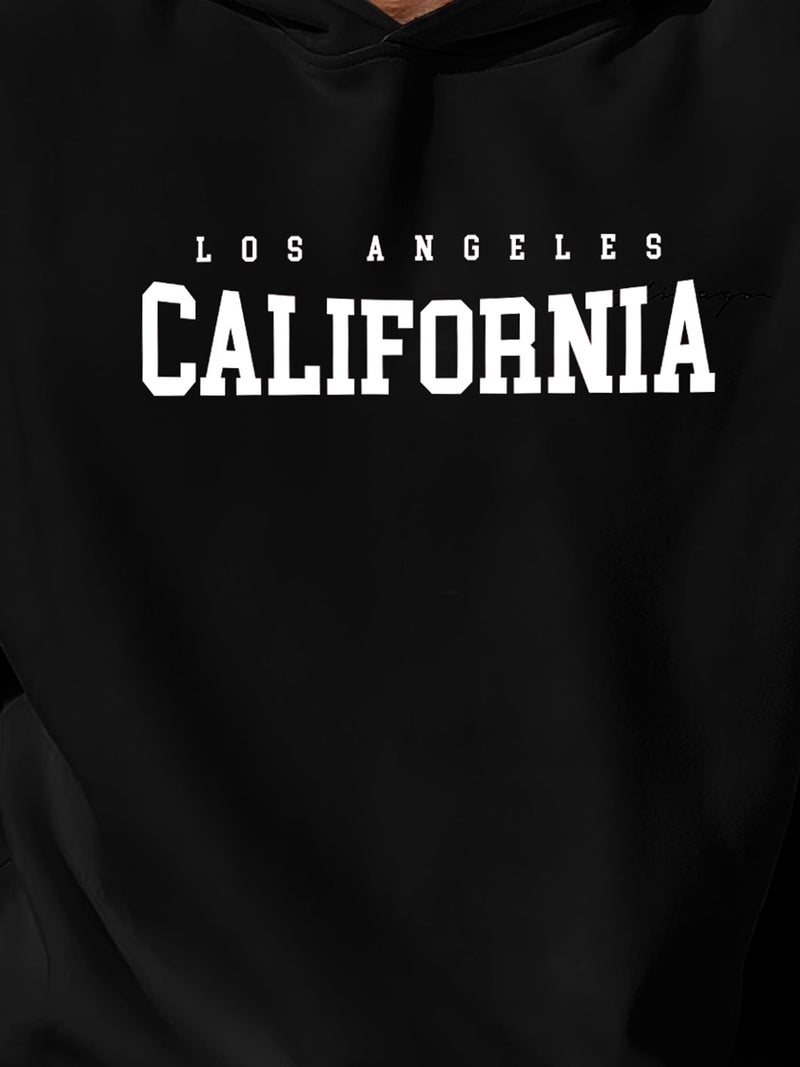 Jump Cuts Mens California Printed Hooded Neck Full Sleeve Black Cotton Fleece Sweatshirt - Image 3