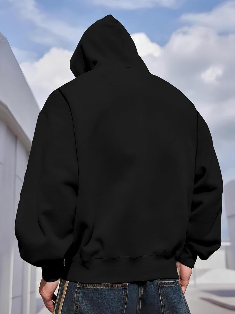 Jump Cuts Mens California Printed Hooded Neck Full Sleeve Black Cotton Fleece Sweatshirt - Image 2
