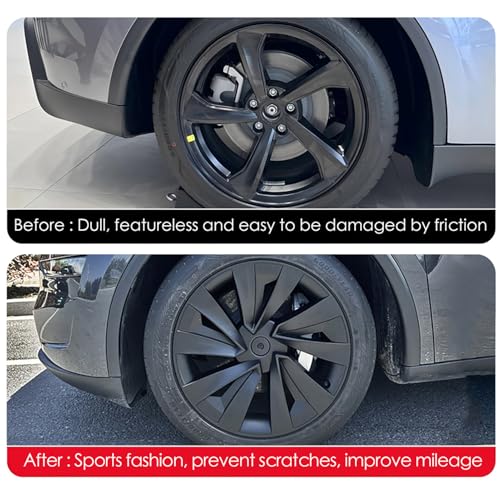 KAVANIC 4Pcs Hubcaps Fits for Tesla Model Y Juniper 19Inch 2025 2026 (RWD/AWD) fits for 19" Crossflow Wheels - Sport Style Aerodynamic Design Rim Cover, for Model Y Juniper Hubcaps 19Inch(Matte Black) - Image 4