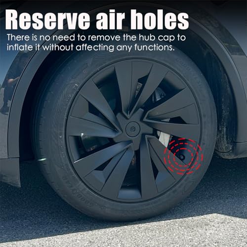 KAVANIC 4Pcs Hubcaps Fits for Tesla Model Y Juniper 19Inch 2025 2026 (RWD/AWD) fits for 19" Crossflow Wheels - Sport Style Aerodynamic Design Rim Cover, for Model Y Juniper Hubcaps 19Inch(Matte Black) - Image 5