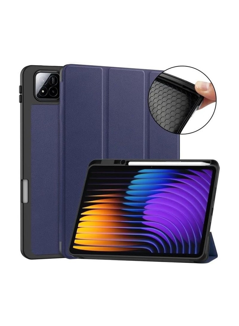 Case Compatible with Xiaomi Pad 7 / Xiaomi Pad 7 Pro Smart Cover with Pencil Holder and Soft Baby Skin Silicone Back and Full Body Protection, Auto Wake/Sleep Cover For Mi Pad 7 /Mi Pad 7 Pro (Blue) - Image 2
