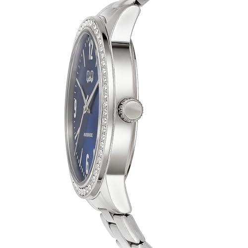 Q&Q Q75B-003PY Blue Dial Silver Band Stainless Steel Chain 30M Water Resistant Analog Wrist Watch for Women - Image 3