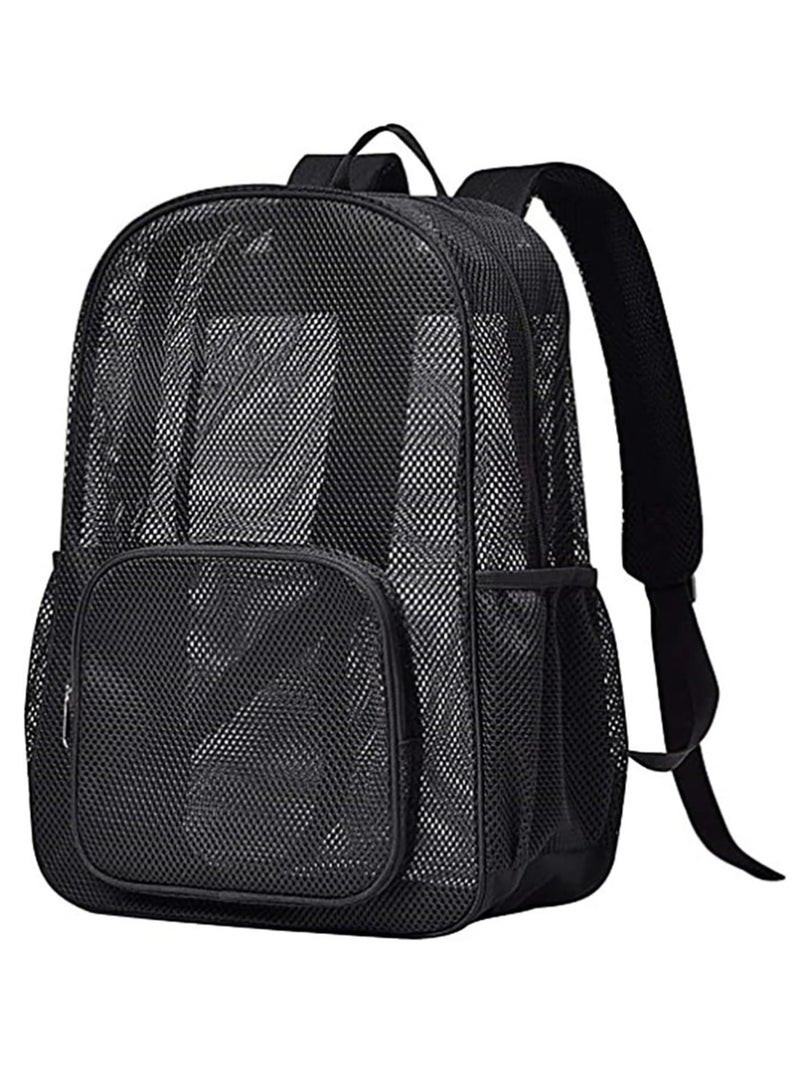 يلا جوي ثقيلة - واجب رسم شبكة قماش حقيبة ، حقيبة شفافة ، جامعة السفر حقيبة ، حقيبة سباحة شاطئ الرياضة في الهواء الطلق حقيبة ( أسود ، 32 * 12.5 * 15cm ) - Image 1