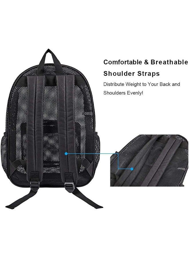 يلا جوي ثقيلة - واجب رسم شبكة قماش حقيبة ، حقيبة شفافة ، جامعة السفر حقيبة ، حقيبة سباحة شاطئ الرياضة في الهواء الطلق حقيبة ( أسود ، 32 * 12.5 * 15cm ) - Image 3