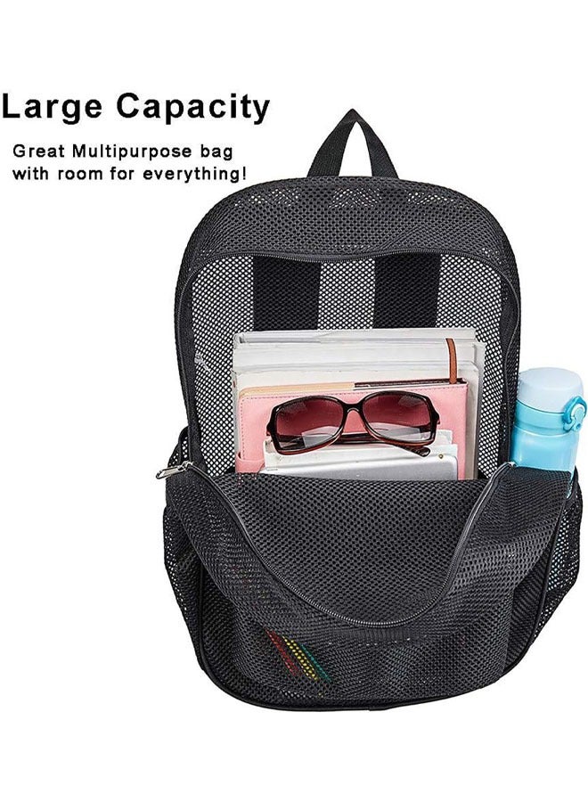 يلا جوي ثقيلة - واجب رسم شبكة قماش حقيبة ، حقيبة شفافة ، جامعة السفر حقيبة ، حقيبة سباحة شاطئ الرياضة في الهواء الطلق حقيبة ( أسود ، 32 * 12.5 * 15cm ) - Image 2