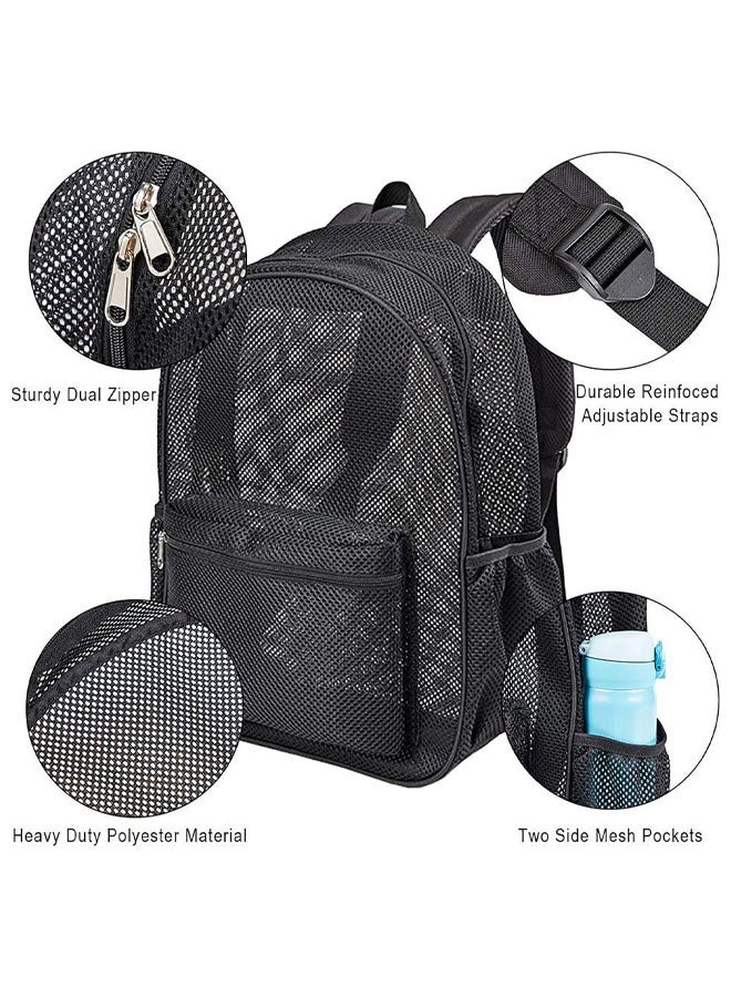 يلا جوي ثقيلة - واجب رسم شبكة قماش حقيبة ، حقيبة شفافة ، جامعة السفر حقيبة ، حقيبة سباحة شاطئ الرياضة في الهواء الطلق حقيبة ( أسود ، 32 * 12.5 * 15cm ) - Image 4