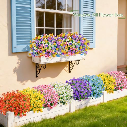 Der Rose 24 Bundles Artificial Pansy Flowers for Outdoors UV Resistant 6 Assorted Colors Fake Pansies Faux Flowers Buk for Outdoor Planters Window Boxes Flower Beds Garden Decor - Image 3
