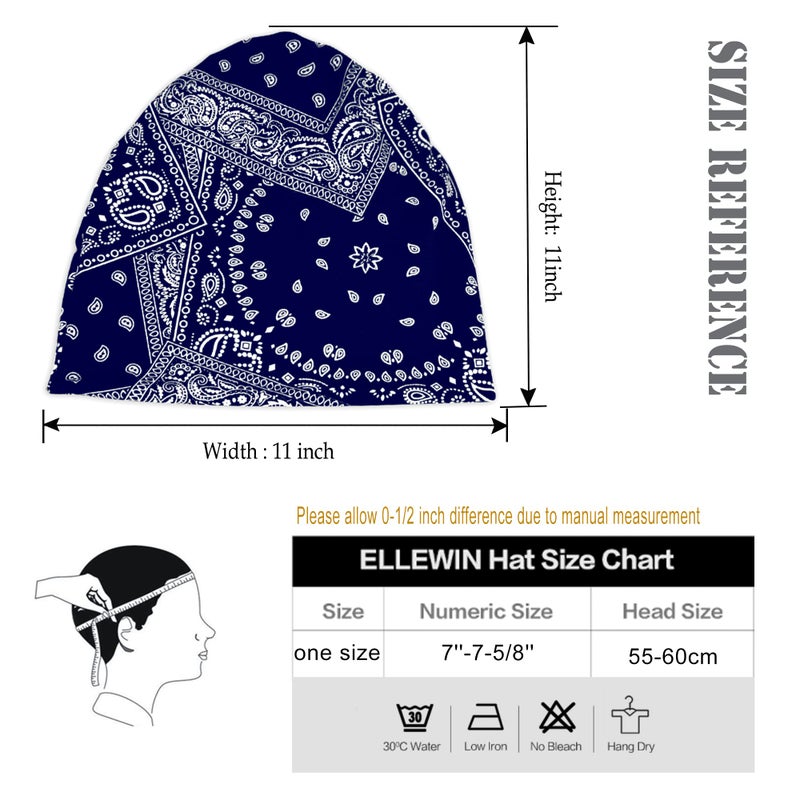 ELLEWIN Slouchy Beanie for Women Headwear Cute Beanie Hats Thin Beanies Slouchy Retro Tribal Printed Hair Covering Head Scarf Dual Use Boho Hats - Image 5