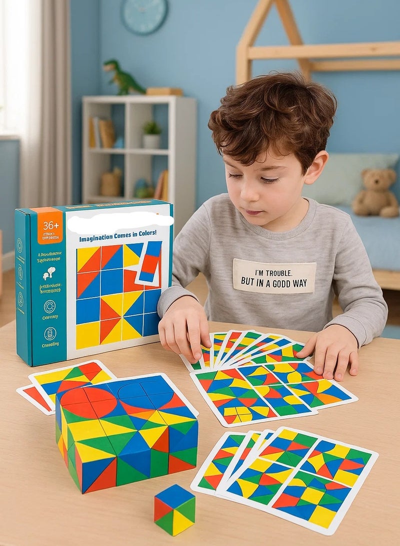 Pixy Cubes Block Puzzle Building Cubes, Geometric Cube Matching  - Image 1