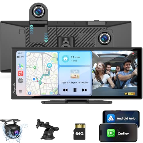 Carpuride Carplay Screen for Car with 4K Dash Cam & 1080P Backup Camera 11.26" Portable Car Play Touchscreen Wireless Carplay & Android Auto, Loop Recording, Voice Control, GPS Navigation, Mirror Link - Image 1