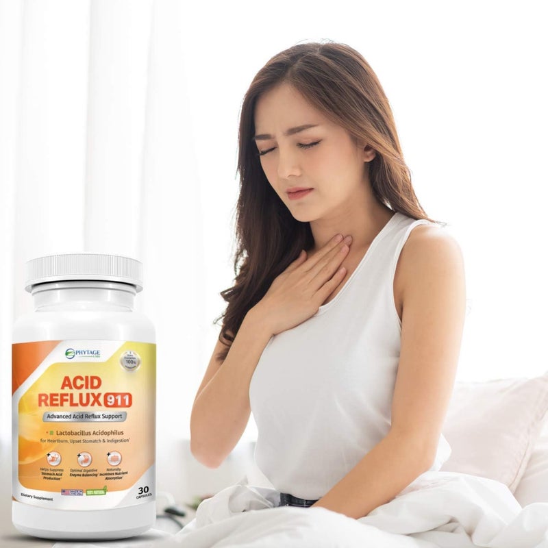 Phytage Labs Natural Acid Reflux 911 Supplement Helps Relief Upset Stomach Heartburn and Acid Indigestion  100 Natural Powerful Acid Reducer For Fast Natural GERD And Heartburn Relief  30 Capsules - Image 2