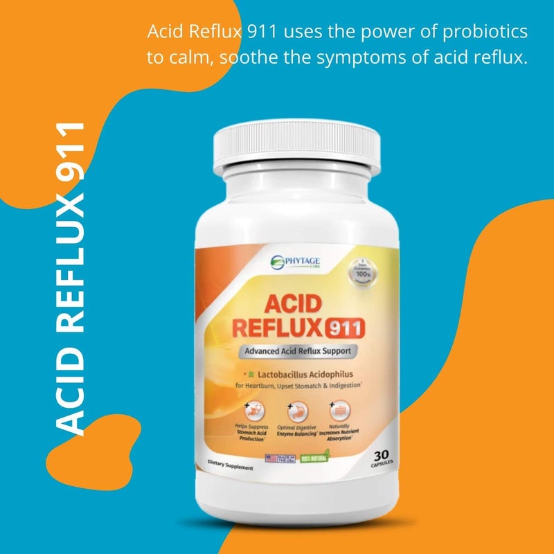 Phytage Labs Natural Acid Reflux 911 Supplement Helps Relief Upset Stomach Heartburn and Acid Indigestion  100 Natural Powerful Acid Reducer For Fast Natural GERD And Heartburn Relief  30 Capsules - Image 3