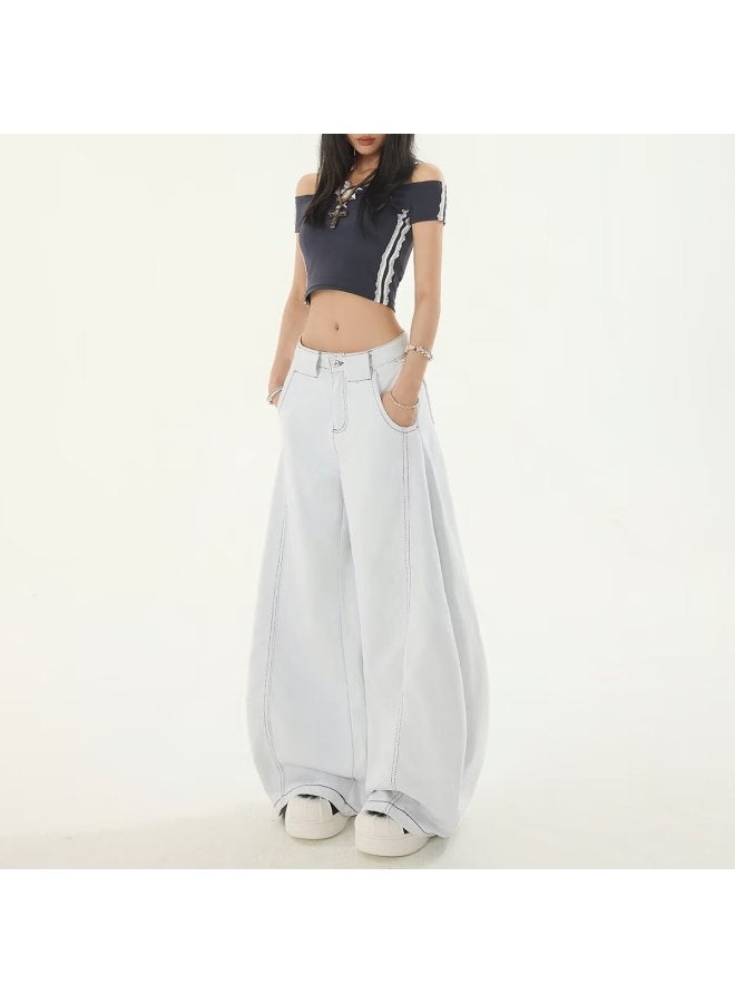 Artistic All-match Harajuku Denim Loose Machete Pants Women's Wide-leg Jeans Lazy Fashion Japanese Style Unbranded