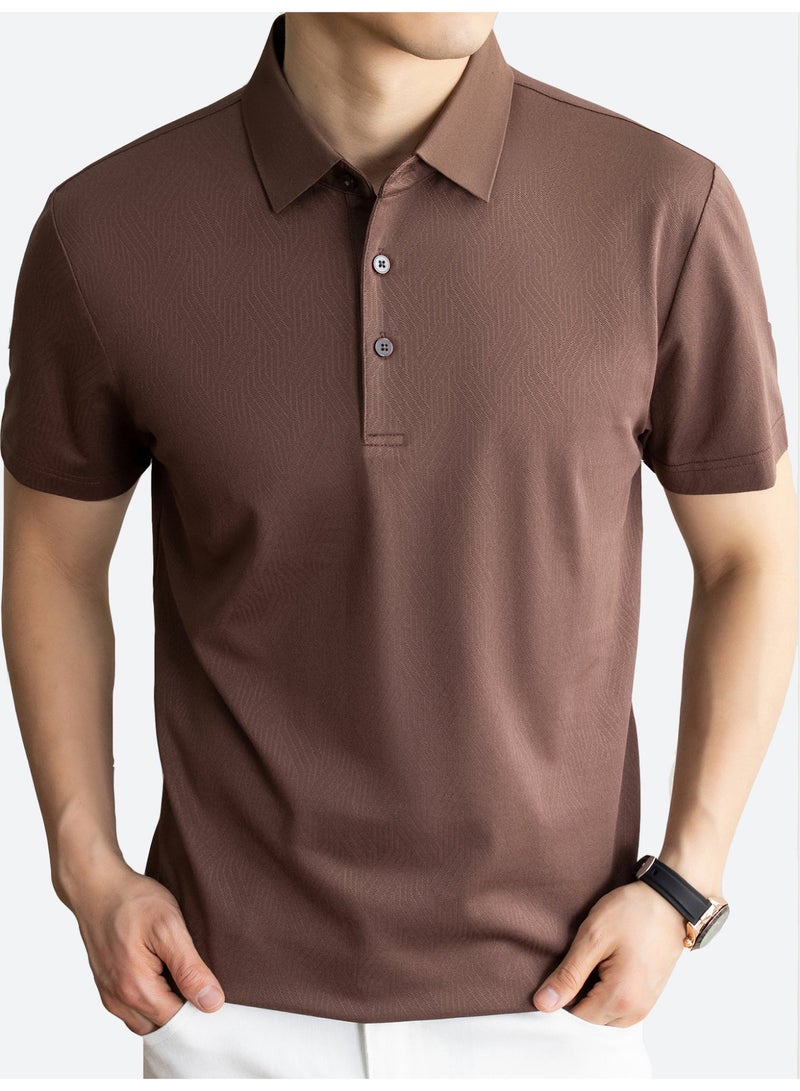 Men polo shirt, jacquard polo, mulberry silk polo shirt, moisture wicking polo, breathable smart casual shirt - Image 1