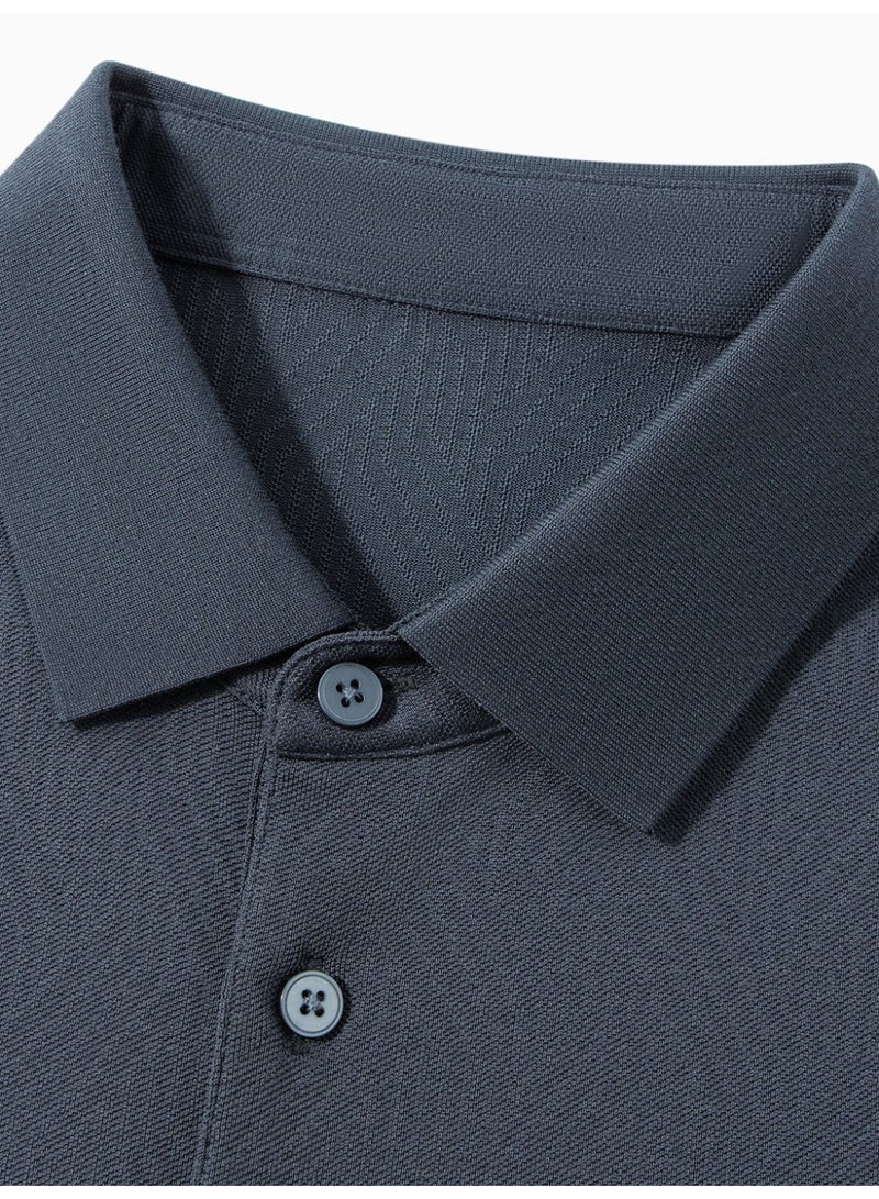 Men polo shirt, jacquard polo, mulberry silk polo shirt, moisture wicking polo, breathable smart casual shirt - Image 4