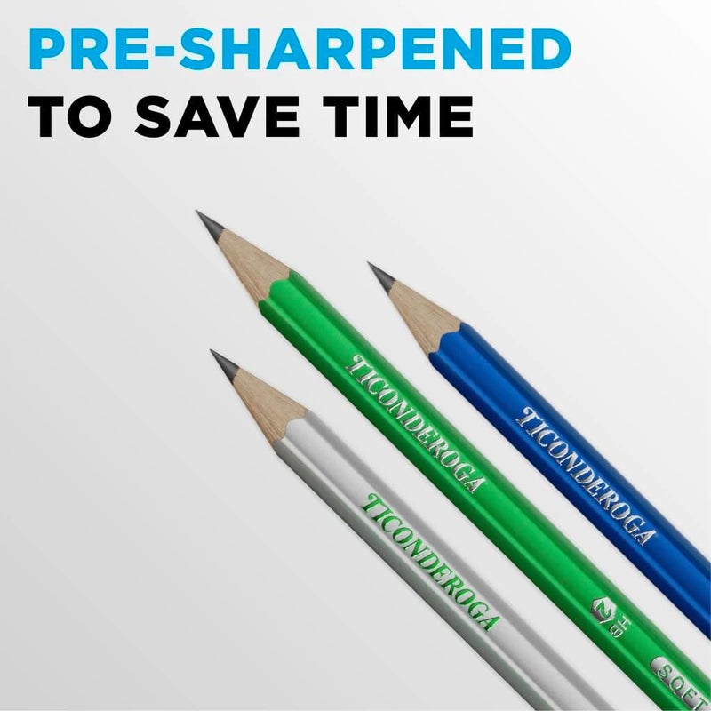 Ticonderoga Wood Pencils, Presharpened, 2 HB Soft, Assorted Metallic Colored Barrels 12 Count - Image 3
