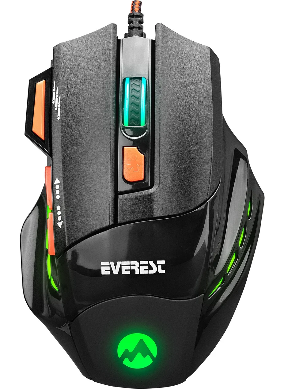 إيفرست SGM-X7 Usb Black Macro 7200dpi Gaming Mouse +Gaming Mouse Pad