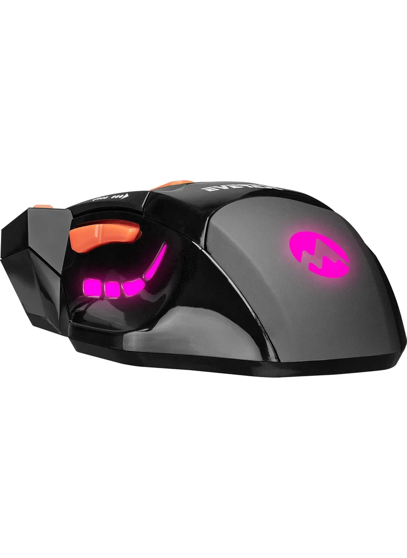إيفرست SGM-X7 Usb Black Macro 7200dpi Gaming Mouse +Gaming Mouse Pad