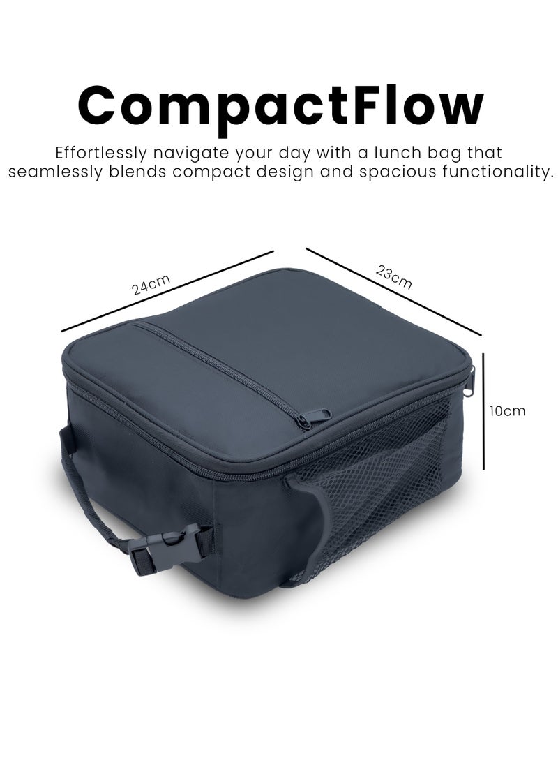 hssentials - Hssentials Lunch Bag Insulated Cooler Bag Compact 6L Lunch Bag for Men Women Office Kids School Adults Work Picnic Travel College Premium Lunch Bag, Black - Image 1