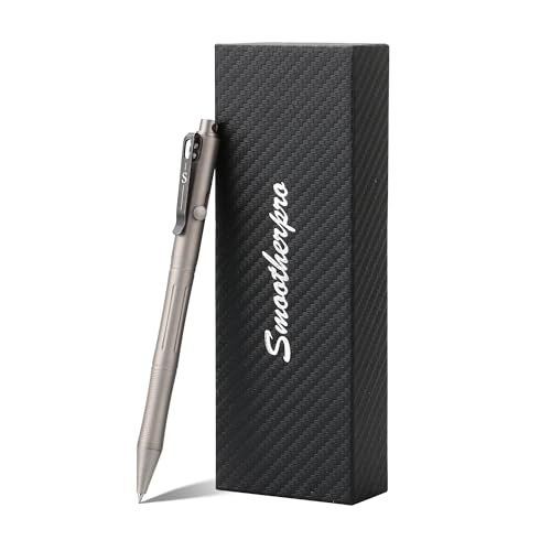 SMOOTHERPRO Titanium Bolt Action Pen Compatible with Pilot G2 Refill Stainless Steel Pocket Clip for EDC Signature Business Writing Journaling Sandblasted Gray(RG340) - Image 1